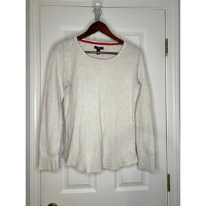 Gap Waffle Knit Thermal Top Women’s Size L Long Sleeve Cream Basic Casual